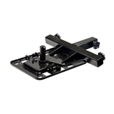 Seat Swivel Assembly with Pull-Up Handle for Golden Technologies Scooters, featuring a black metal structure with visible screws, two armrest bracket adjustment knobs, and one seat knob.