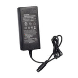 29 Volt Mini 3-Prong Lithium-ion Battery Charger with a black power adapter, cord, and LED indicators for hoverboards like Swagtron T5 and T580.
