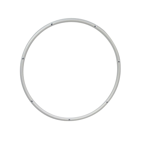Hand Rim for Invacare Tracer Series Manual Wheelchairs: Close-up of a white aluminum alloy hand rim with seven mounting holes, designed to fit 24 wheels, enhancing mobility for lightweight manual wheelchairs.