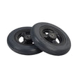 6x1-1/4 Front Caster Wheel Assembly Set for Invacare At'm and At'm QT Power Chairs, showing a close-up of the wheels, tires, and bearings, highlighting the detailed tread design.