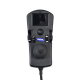 CMPJ+ (CMPJM6) Joystick with Colored Display for Invacare Power Chairs, featuring a black device with a screen, buttons, and a visible blue and white logo, designed for enhanced usability and diagnostics.