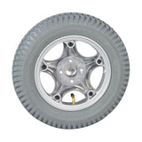 14x3 (3.00-8) Pneumatic Drive Wheel Assembly for Invacare Power Chairs Manufactured After 10/18/01, featuring a tire with a split rim design and visible bolts on the backside.