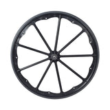 24 Wheel Assembly for the Invacare Tracer SX5 Manual Wheelchair, featuring a solid urethane tire on a 9-spoke wheel with pre-installed 1620RS bearings for a 7/16 axle.