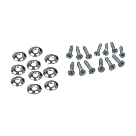 Group of screws and washers for assembling the 20x16 Black Nylon Seat Upholstery, designed for the Invacare Tracer Wheelchair. The image showcases essential hardware components for secure attachment.