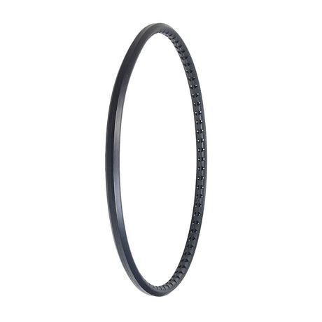 24x1 Solid Urethane Tire for the Invacare Patriot Wheelchair, featuring a smooth, treadless black design with holes for flat-free dependability, ideal for indoor use on solid surfaces or carpeting.