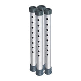 13 Riser Extension for Invacare 6291 Series Walkers (Set of 4) – close-up of metal poles with holes, designed to adjust walker height and enhance movement for various Invacare walker models.