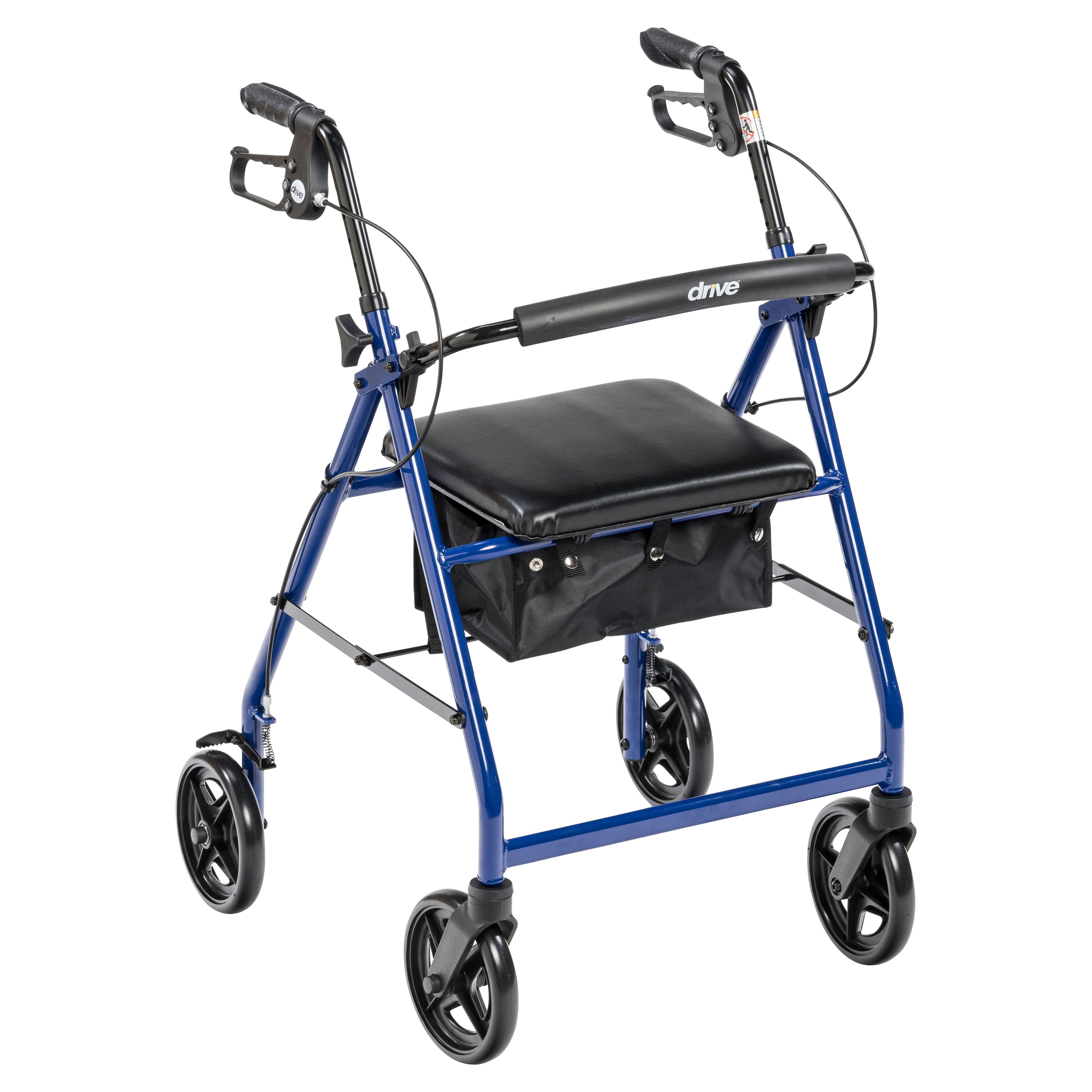 Aluminum Rollator Rolling Walker with Fold Up and Removable Back Support and Padded Seat