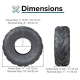 19x7.00-8 Tire with QD116 V-Tread for Baja Mini Bikes MB165 & MB200, ATVs, & Go Karts, showing aggressive V-tread pattern for superior traction and control in various terrains.