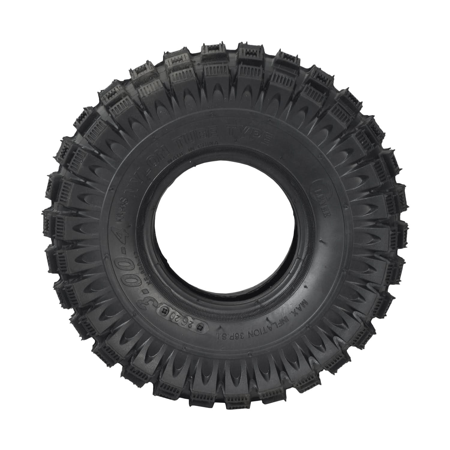 10x3 (3.00-4, 260x85) Knobby Tire for Avigo Extreme Dirt Rider SC 3500 & Surge 36 Volt Off-road Electric Scooters, showcasing rugged knobby tread ideal for off-road traction and performance.