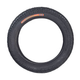 16x2.50 (64-305) tire for X-Treme electric scooters and bikes, featuring a close-up of the tread pattern with a red and white label, designed for all-season traction and water displacement.