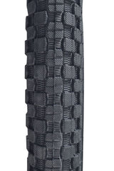 16x2.125 Bicycle Tire with K905 K-Rad Tread, showing a close-up of the black rubber tire's textured surface, ideal for replacing old bike tires.