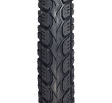 Close-up of the 16x2.125 Pneumatic Tire for the Swagtron EB7 Elite Commuter Electric Bicycle, highlighting its directional tread pattern designed for city streets and hard-surface riding.