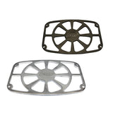 Close-up of the Radiator Cover for the Honda Ruckus (NPS50) by NCY, featuring a black circular metal design with a central logo, highlighting its streamlined, high-quality craftsmanship.