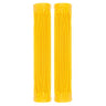 Raptor Cory Vanlew Grips for Bikes & Scooters, featuring a pair of yellow handlebars with raised horizontal lines for enhanced grip and extra length for better control.