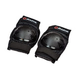 Elbow & Knee Pad Set with ABS hard plastic caps and rip & grip closures, designed for youth aged 8 to 14 for scooting or skateboarding.