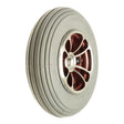Rear Wheel Assembly for the Merits Pioneer 5 (S53431) Mobility Scooter, highlighting a close-up of the wheel's red rim and tire, showcasing its robust design ideal for replacement.