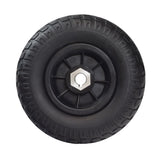 Rear Flat Free Wheel Assembly for the Drive Bobcat 3 & Bobcat 4, featuring a close-up of a black wheel with a central nut, designed for durable, worry-free performance on mobility scooters.