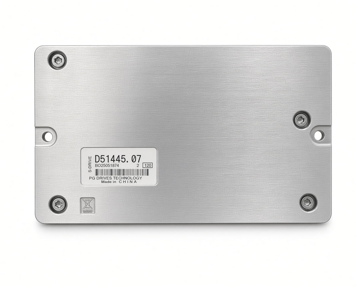 Bottom of S-Drive MKII 120 Amp scooter controller with D51445.07 model number label