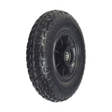 8 Front Wheel Assembly with Black Tire for the Shoprider Echo (SL73) & Dasher 9 (GK7-3) featuring a molded, flat-free black tire mounted on a metal wheel rim.