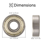 608ZZ (608Z) ABEC-5 Shielded Wheel Bearings for Mobility Scooters and Power Chairs (Set of 2), showing a close-up diagram of the metal bearing with protective shields and circular design.