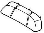 Seat Back Assembly for Honda Helix CN250 (1986-1995 Models) (OEM) - black and white sketch of the rectangular seat back design with detailed car elements.