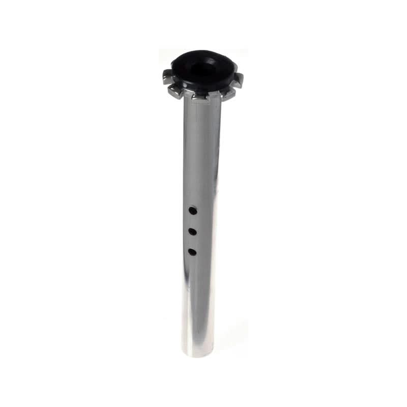 Seat Post for the Drive Medical Falcon, Phantom, and Phoenix Series Scooters: a polished chrome metal rod with three adjustment holes, 1-1/4 diameter, and 13-1/4 length.
