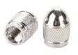 Close-up of the Silver Hex Sport Valve Cap Set, showcasing a shiny, metallic hexagonal nut design, ideal for bikes or scooters.