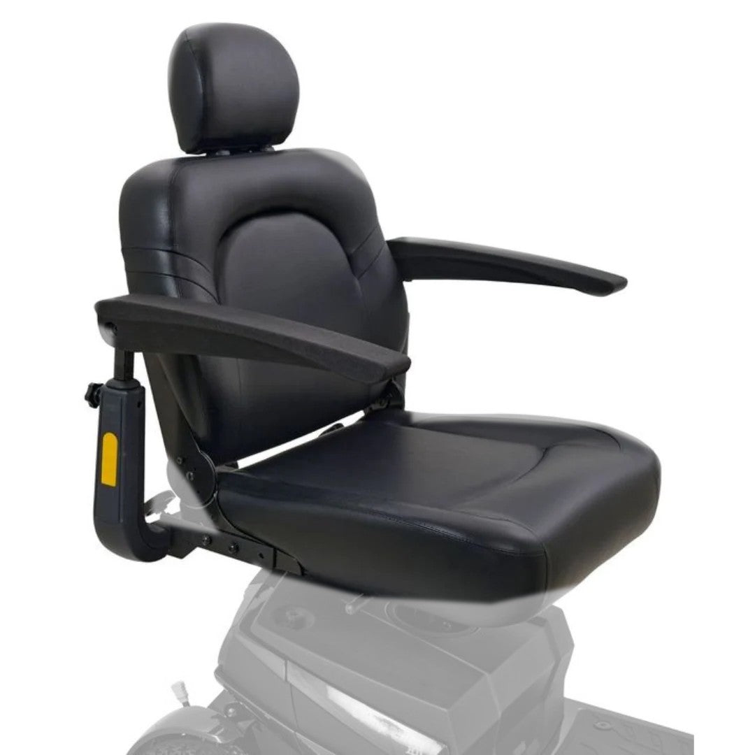 SN2-BLK-2220-54A black swivel seat with armrests shown in color on the Golden Companion HD GC540, rest of the scooter greyed out