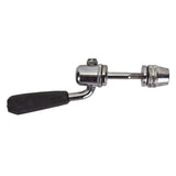 Steel Seat Post Quick Release for Bikes & Scooters, featuring a black handle and robust chrome molybdenum steel construction, shown in a close-up view. Ideal for traditional bikes, electric bikes, and scooters.