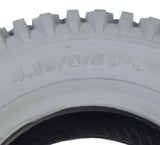 Close-up of the 4.10/3.50-6 Pneumatic Mobility Tire with C156G Nimble Knobby Tread, showing detailed treads and part of the tire's sidewall design, emphasizing its durability for scooters and power chairs.