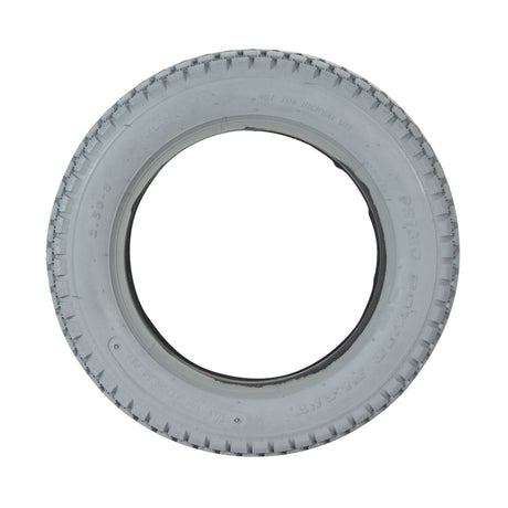 2.50-8 Pneumatic Mobility Tire with C177G Power Plant Tread, featuring a knobby pattern for enhanced traction, shown with a central hole and optional inner tube for smoother rides.