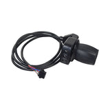 24 Volt 750 Watt Motor, 5-Pin Controller, & Throttle Kit featuring a black motor with attached cables, a wired black throttle, and a 5-pin connector.