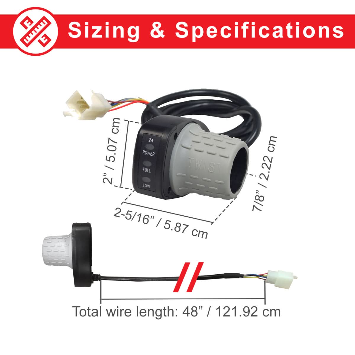Razor Pocket Mod (Versions 13-44) HB2430-TYD6-FS 6-Wire Throttle & Control Module Bundle showing a detailed diagram with wiring and components.