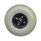 Drive Wheel Assembly for the Hoveround® Teknique FWD® (Used) featuring a Cheng Shin pneumatic tire and Pr1mo split rim with visible tread wear and slight discoloration.
