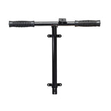 Tiller Post with Grips for the CTM HS-320 (Used), featuring a black steel frame and two rubber handlebar grips, shown close-up.
