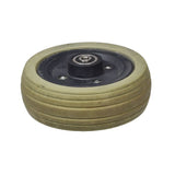 6x2 Caster Wheel for the Jazzy Select (Used) featuring a black rubber rim and a metal core, showing minor discoloration but in good condition with 608ZZ bearings, ready for installation.