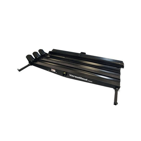 Scooter Carrier for the Piaggio MP3: A black metal carrier with white text, designed for 3-wheel scooters, featuring three ramps and retractable tie-down bars.