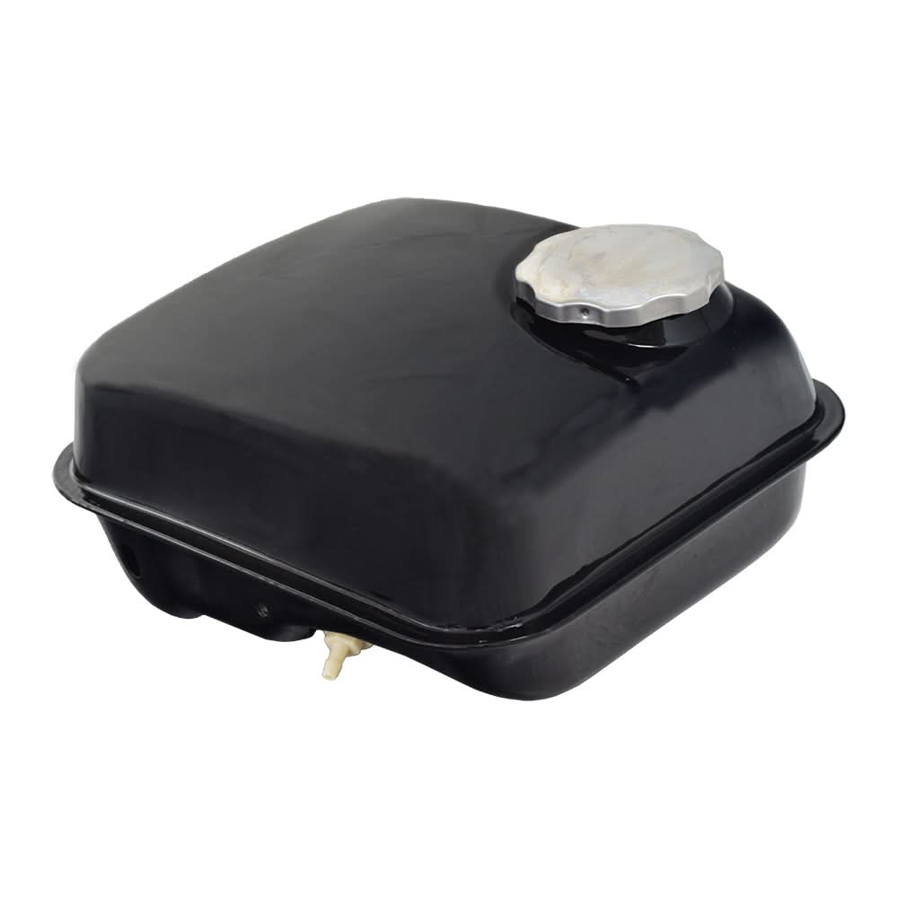 Fuel Tank for the Coleman BT200X, CT200U Trail, & CT200U-EX Mini Bikes (Blemished) - black tank with a silver cap, includes a fill strainer, perfect for mini bike replacements or custom projects.