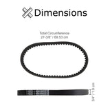 Drive Belt for the Baja Blaster (BB65) & Sand Dog (SD65) Go-Karts, featuring brown stitching and white text, displayed in a detailed diagram.