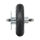 Front Wheel Assembly for the Razor Crazy Cart (Versions 1-4), featuring a black and silver wheel with a tire, metal rim, chain sprocket, axle, and pre-installed wheel bearings.