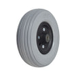 8 x 2 Solid Urethane Caster Wheel Assembly for Invacare Power Chairs featuring a black rim and solid urethane tire with a silver hub, designed for durability and flat-free performance.