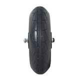 Front Wheel Assembly with Axle for the Viro Rides Vega 2-in-1 Scooter featuring a flat-free 6.89 polyurethane tire on a 6-spoke black plastic rim.