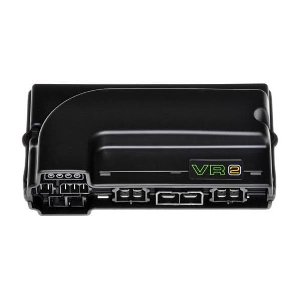 70 Amp VR2 Controller Box for the Jazzy 600 XL, a black electronic device with multiple ports, close-up view showcasing its detailed design, made by PG Drives Technology.