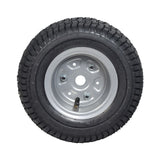 Razor Dirt Quad Rear Wheel Assembly (Version 19+) featuring a 12x5.00-6 tire with a silver rim, tread, and mounted tube, ready for installation.
