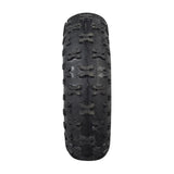 Front Wheel Assembly for the Fit Right DB003 40cc 4-Stroke Mini Bike featuring a close-up of a black knobby tread tire, showcasing the detailed tread pattern and robust construction.