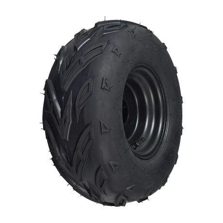 16x8.00-7 Wheel Assembly with 10 mm Bolt Holes for TaoTao ATK125A & GK110 Go-Karts, featuring a tubeless pneumatic V-tread offroad tire and a 7 rim with three mounting bolt holes.
