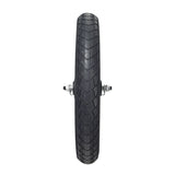 Front Wheel Assembly for the Swagtron EB5 Pro Electric Bike (Blemished), showcasing a black tire with metal studs and visible mounting scratches. Rim, inner tube, and 12-spoke structure are included.