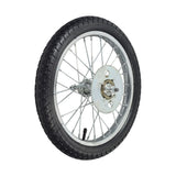 Rear Wheel Assembly for the Razor EcoSmart Metro, showing a close-up of the wheel with tire, rim, spokes, axle, inner tube, and drive sprocket.