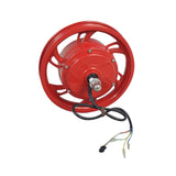 36 Volt Hub Motor & Red Rim for the Jetson Bolt Electric Bike (Blemished) featuring an integrated axle, crown nuts, and an 8-wire harness, showcasing a close-up of the wiring and motor assembly.