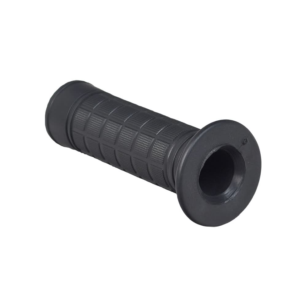 Left Handlebar Grip for the Coleman RB200 212cc Mini Bike Mini Bike, featuring a textured surface and flange with a hole for enhanced control during off-road riding.